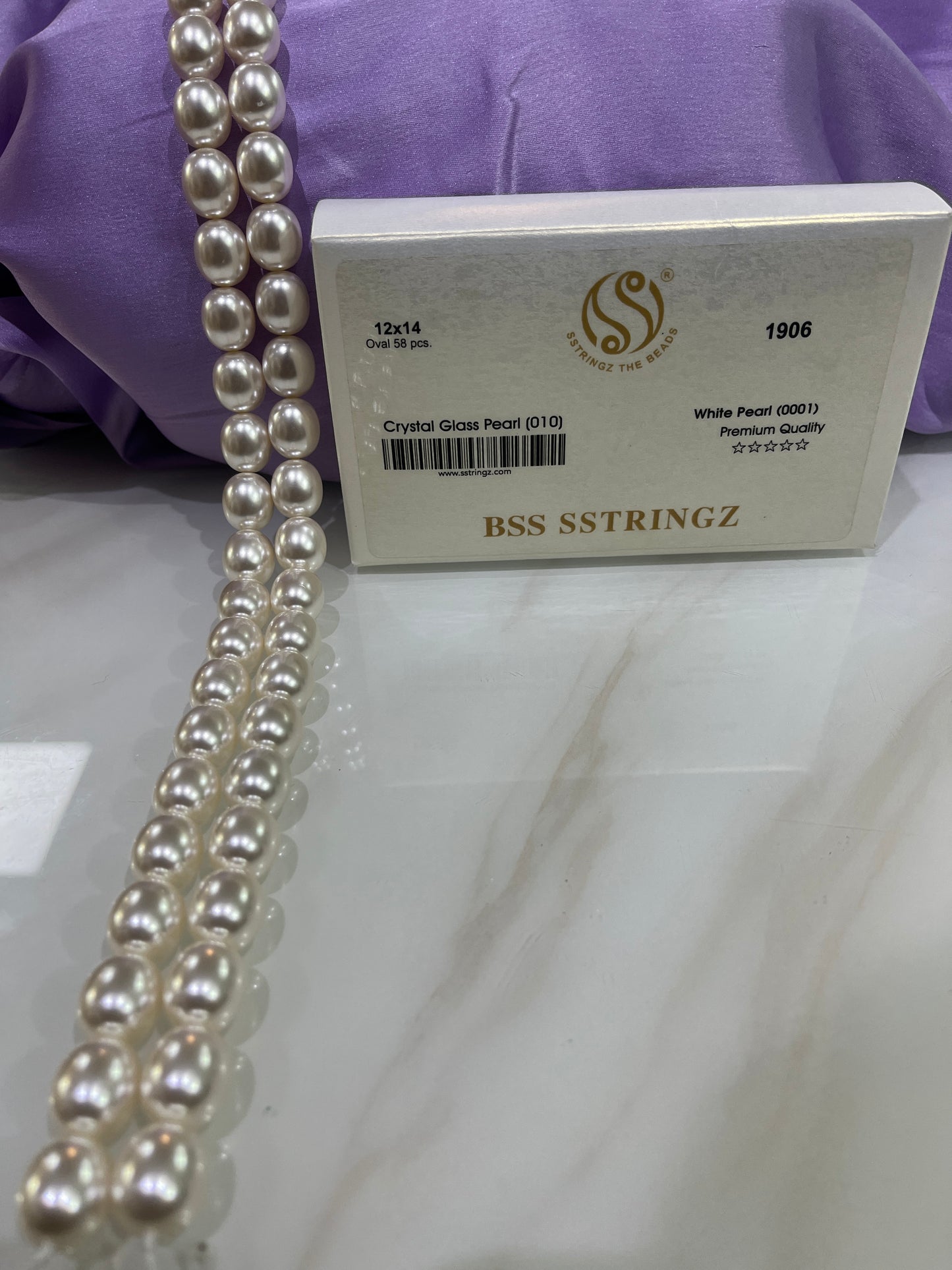 BSS SSTRINGZ OVAL WHITE PEARL 12X14