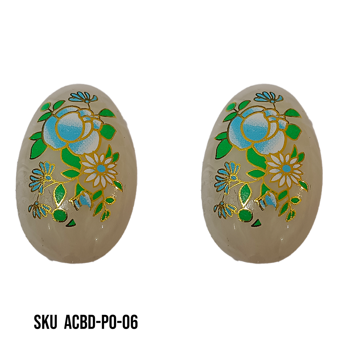 ACRYLIC BEADS PRINTED OVAL PER PIECE