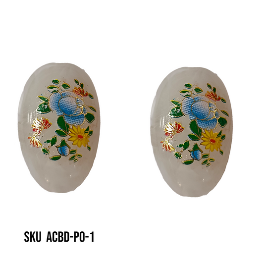 ACRYLIC BEADS PRINTED OVAL PER PIECE