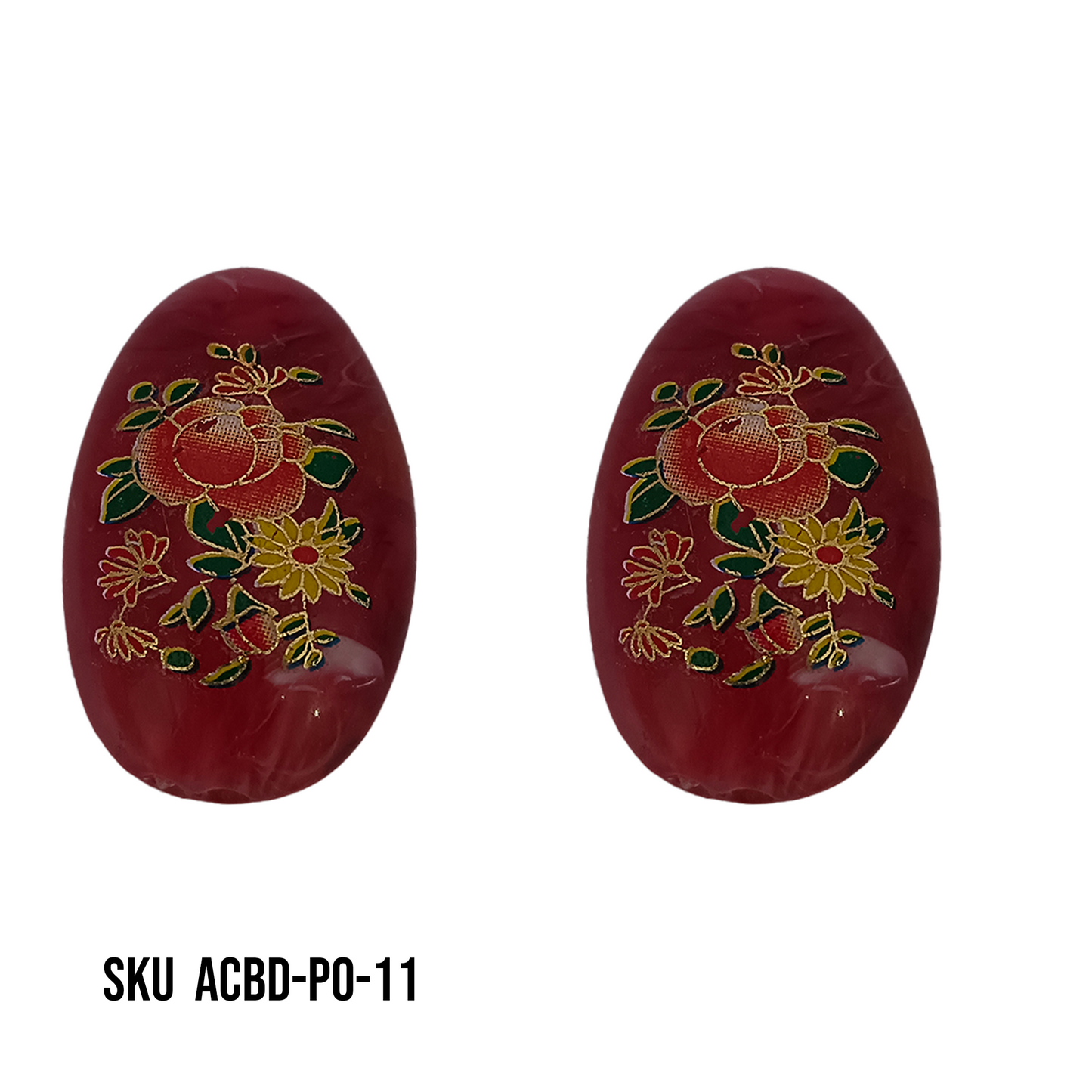 ACRYLIC BEADS PRINTED OVAL PER PIECE