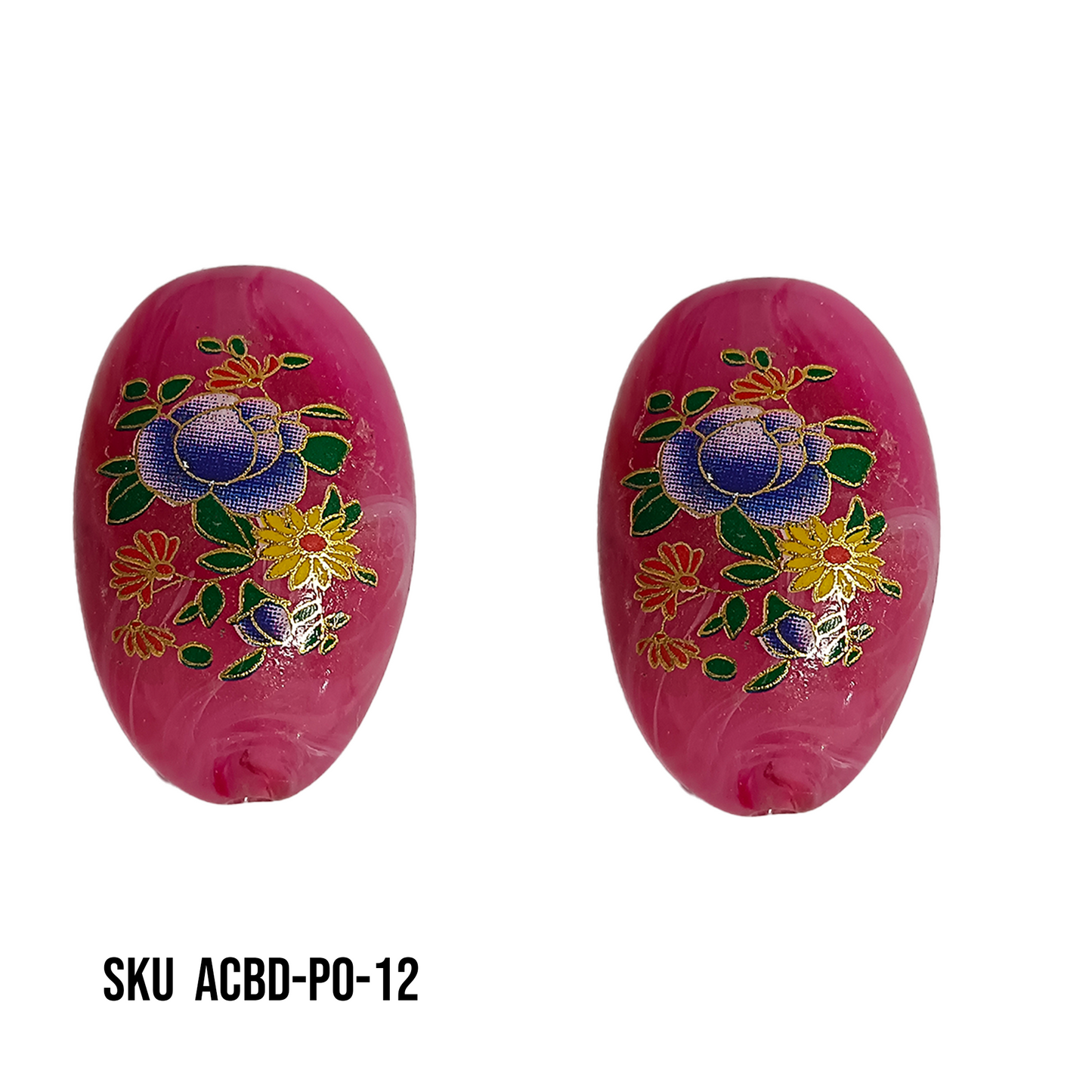 ACRYLIC BEADS PRINTED OVAL PER PIECE