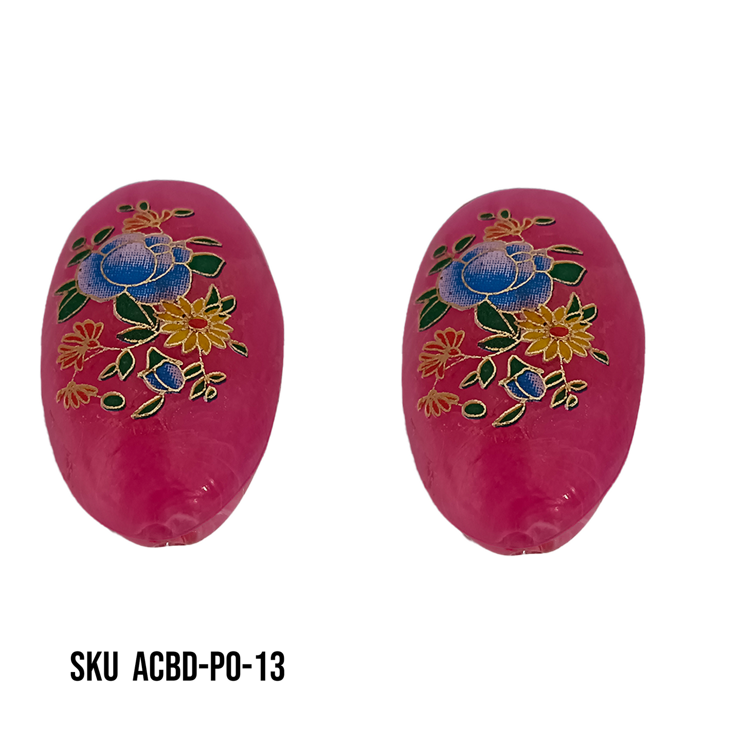 ACRYLIC BEADS PRINTED OVAL PER PIECE