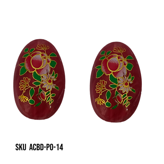 ACRYLIC BEADS PRINTED OVAL PER PIECE