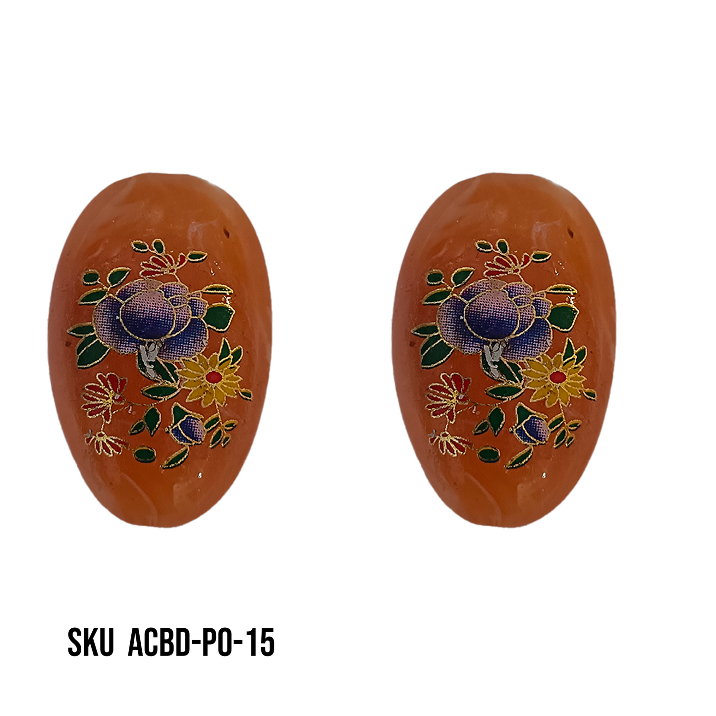 ACRYLIC BEADS PRINTED OVAL PER PIECE