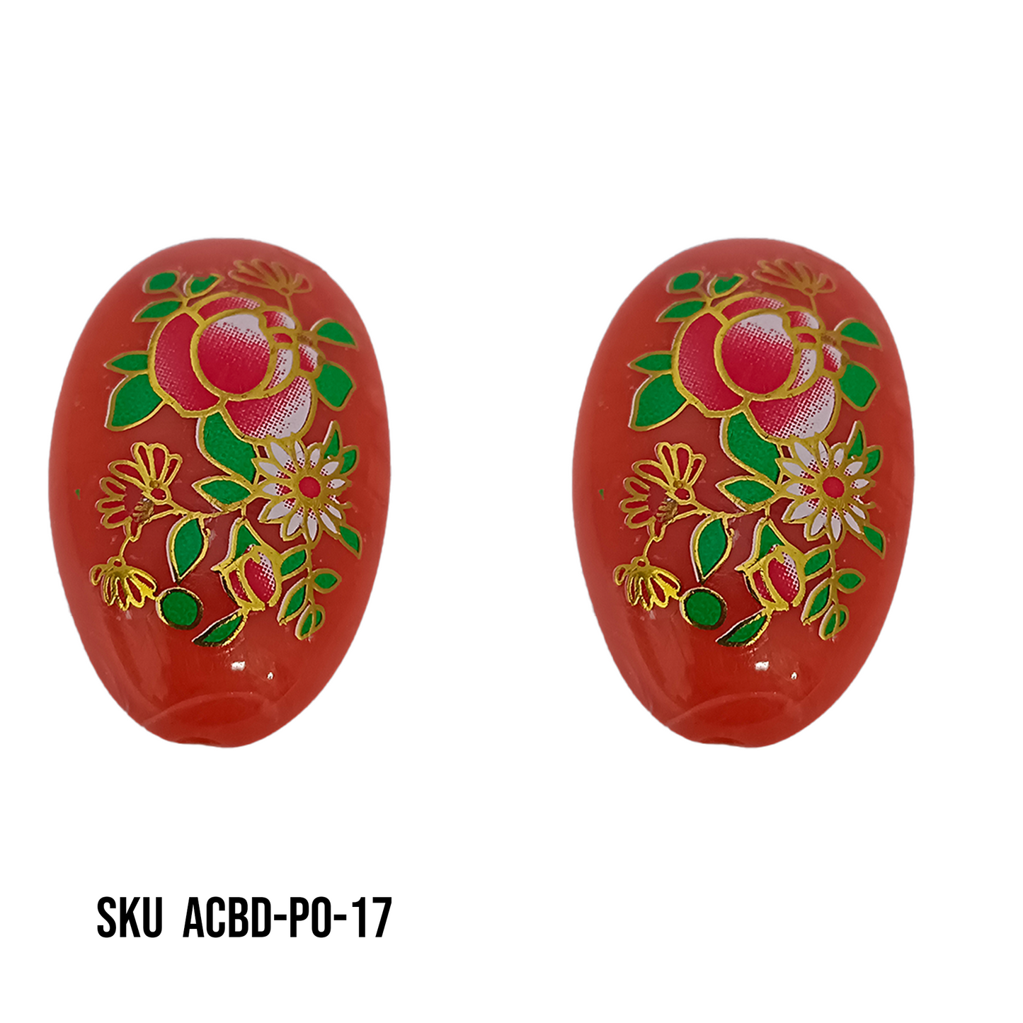 ACRYLIC BEADS PRINTED OVAL PER PIECE