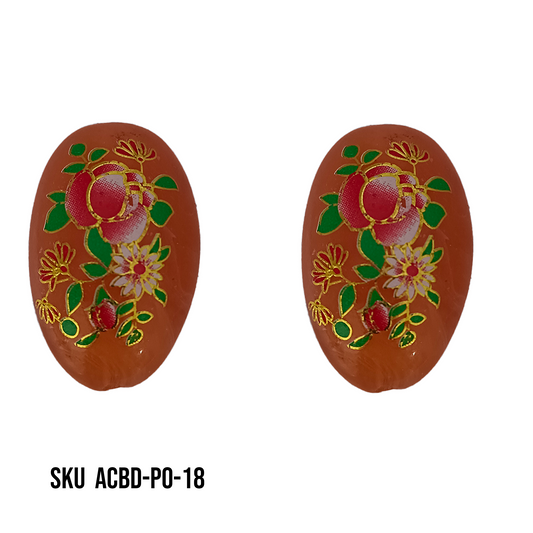 ACRYLIC BEADS PRINTED OVAL PER PIECE