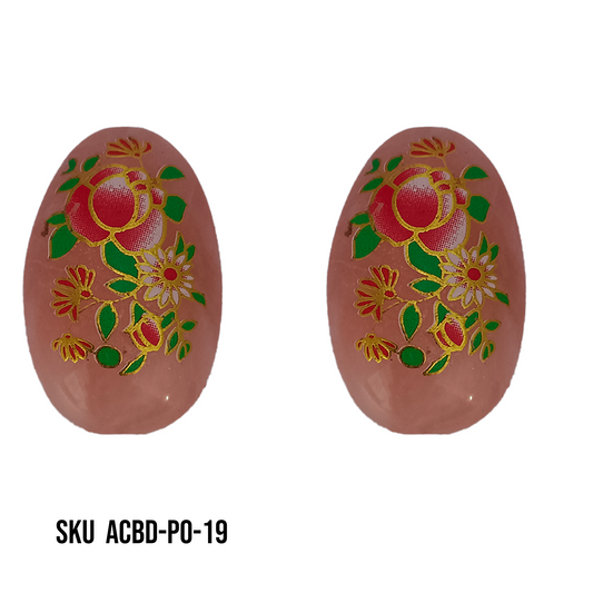 ACRYLIC BEADS PRINTED OVAL PER PIECE