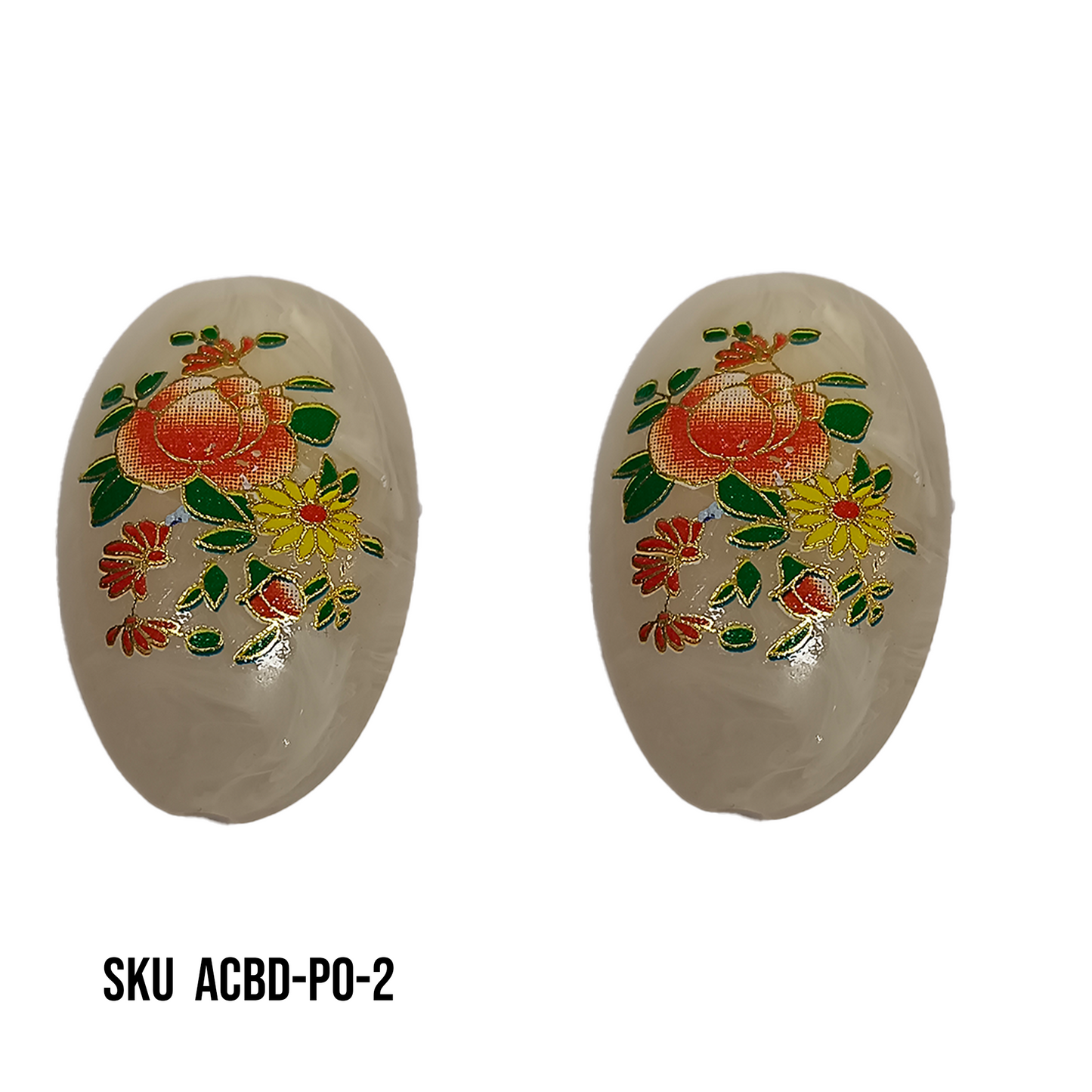 ACRYLIC BEADS PRINTED OVAL PER PIECE