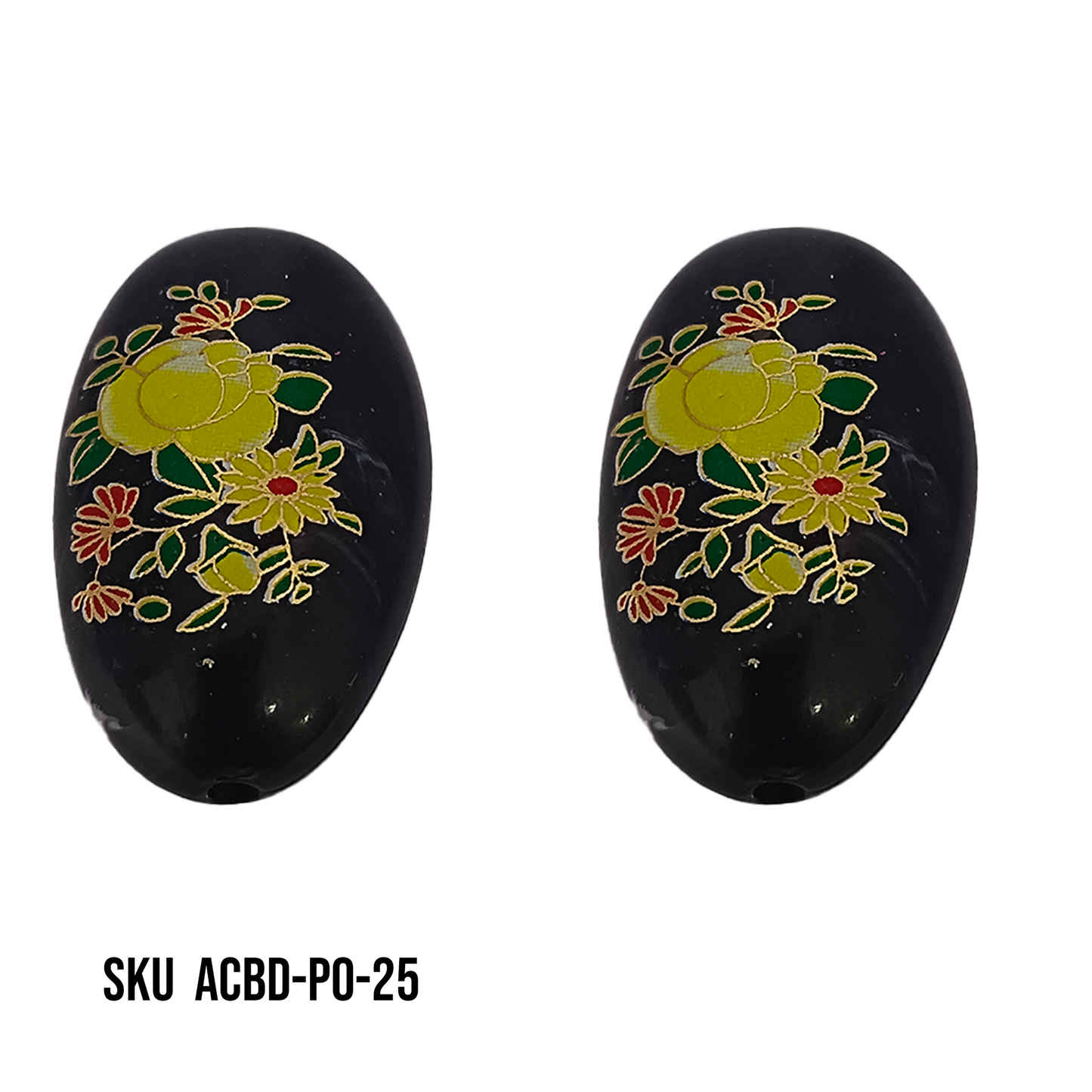 ACRYLIC BEADS PRINTED OVAL PER PIECE