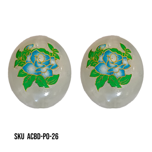 ACRYLIC BEADS PRINTED OVAL PER PIECE