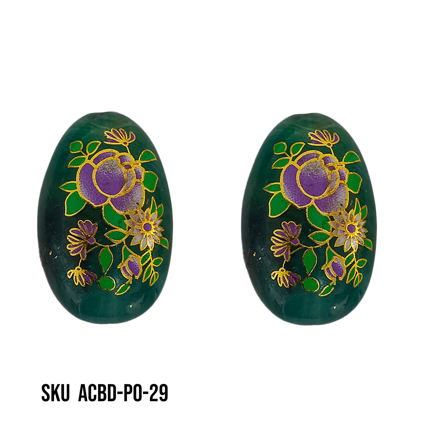 ACRYLIC BEADS PRINTED OVAL PER PIECE