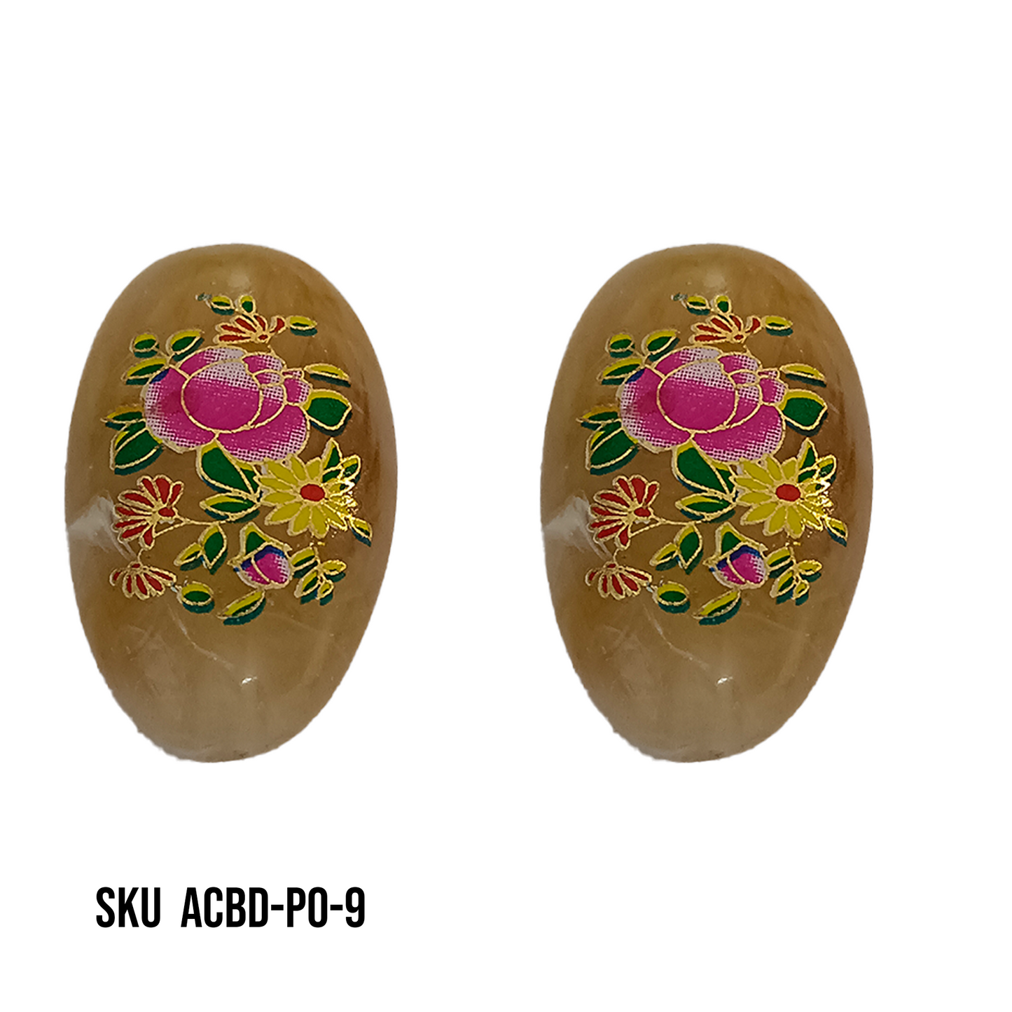 ACRYLIC BEADS PRINTED OVAL PER PIECE