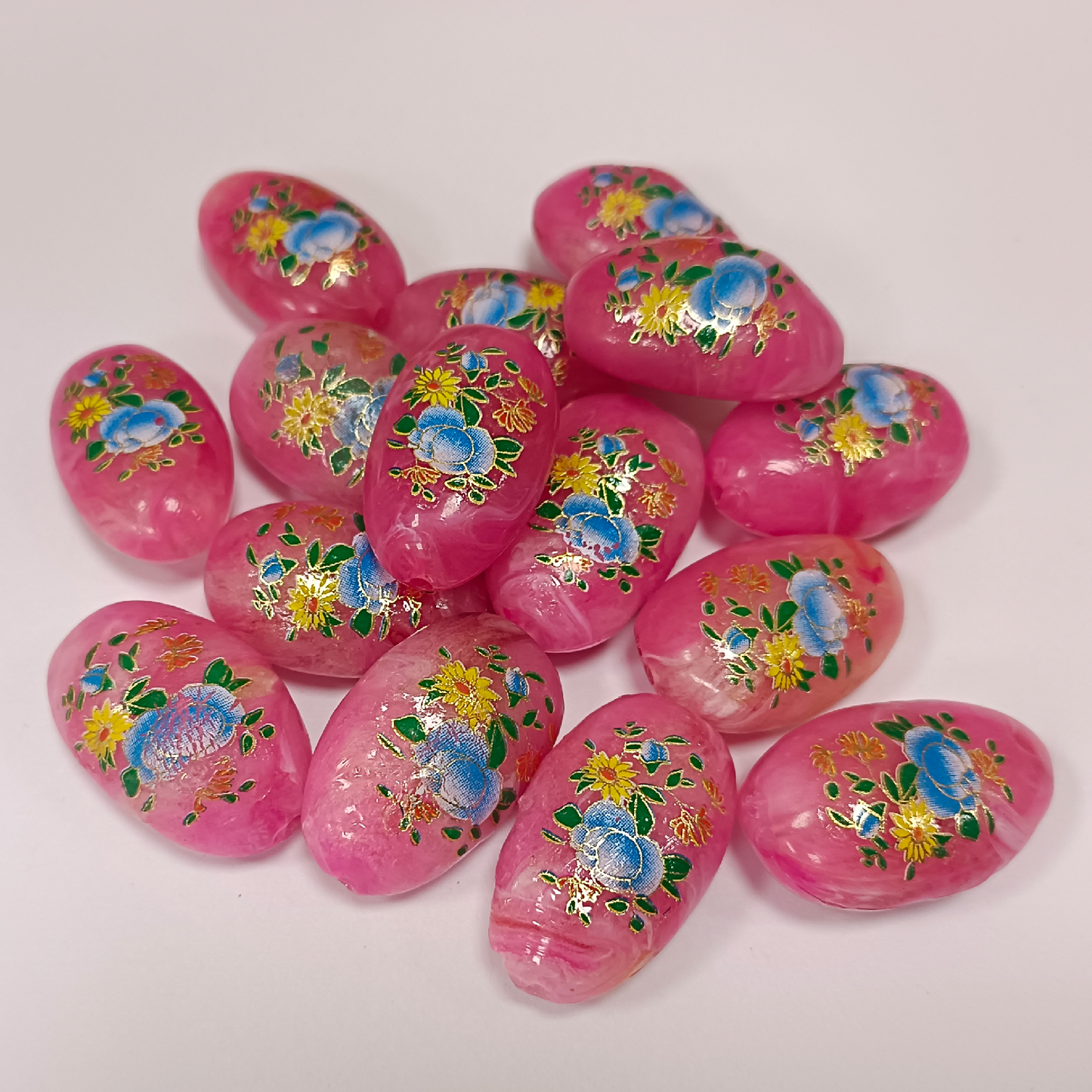 ACRYLIC BEADS PRINTED OVAL PER PIECE