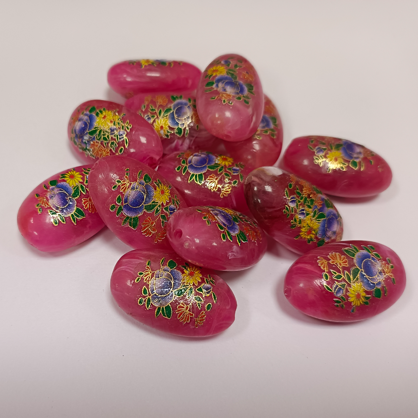 ACRYLIC BEADS PRINTED OVAL PER PIECE