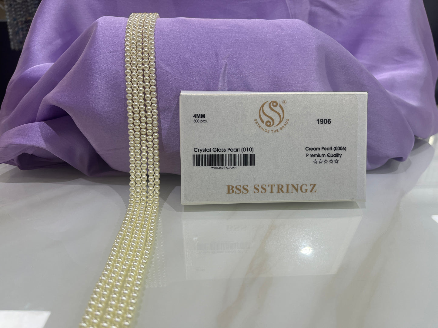 BSS SSTRINGZ CREAM PEARL 4MM