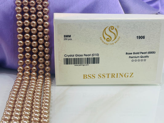 BSS SSTRINGZ ROSE GOLD PEARL 8MM