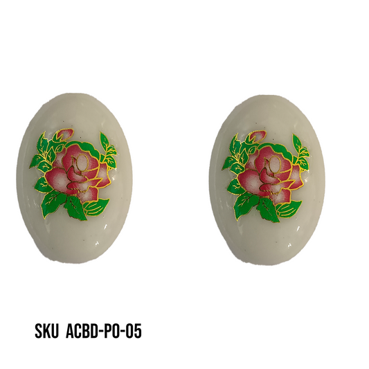 ACRYLIC BEADS PRINTED OVAL PER PIECE