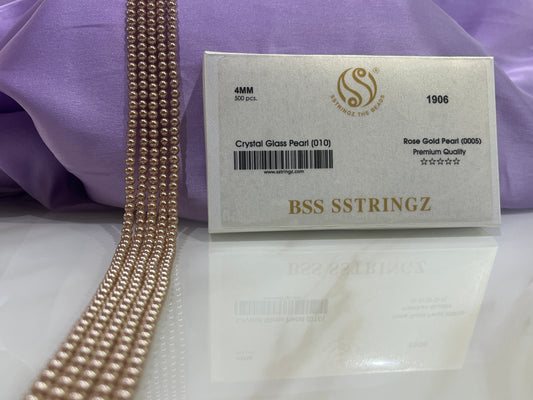 BSS SSTRINGZ ROSE GOLD PEARL 4MM